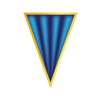 Abstract Blue Triangle with Golden Border and Gradient Effect. vector