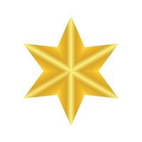 Golden Eight-Pointed Star with Radiating Metallic Shine on White Background vector