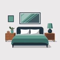 Flat Bedroom Setup with Soft Furnishings vector