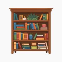 Modern Shelf Design with Books and Stylish Objects vector
