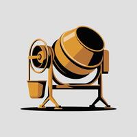 Stylized Cement Mixing Machine in Flat Design vector