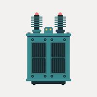 Flat-Style Electrical Transformer with Cables and Coils vector