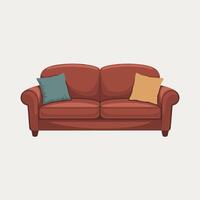 Flat Illustration of a Cozy Sofa with Throw Pillows vector