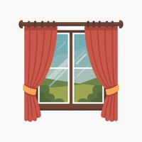 Flat Illustration of Curtains Framing a Window ViewFlat Illustration of a Coffee Table with Two Mugs vector