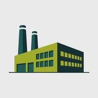 Flat-Style Factory Exterior in Urban Setting vector