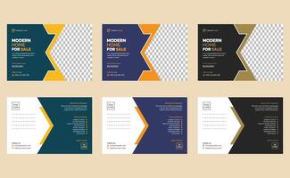 Editable clean modern elegant creative company corporate business construction home house building property real estate postcard design template. vector