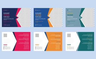 Elegant editable clean creative modern company business construction home house sale property real estate postcard design template. vector