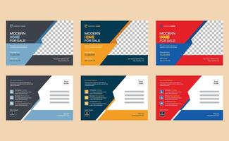 Elegant clean creative modern corporate company business home house property sale real estate post card template design. vector