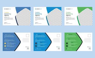 Editable clean creative modern corporate professional company business digital marketing agency postcard template design. vector