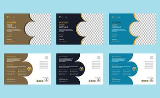 Creative editable modern company corporate business home house rent building apartment real estate postcard design template. vector