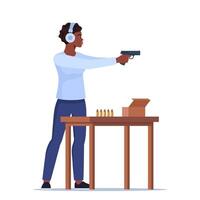 Person shooting at a target range vector