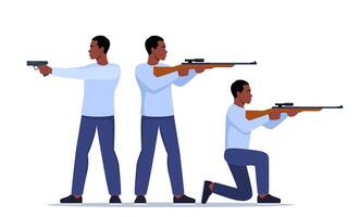 Character aiming guns in different stances vector