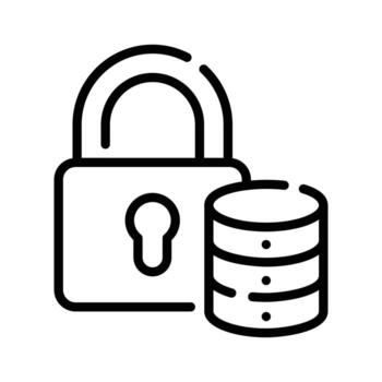 un seguro lineal icono demostración seguro base de datos almacenamiento vector
