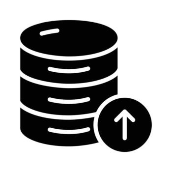 bien hecho a mano glifo icono de base de datos subir herramienta vector