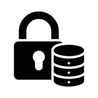 A secure glyph icon showing safe database storage vector