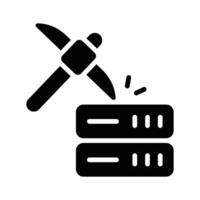 A stylish glyph icon of server mining technology vector
