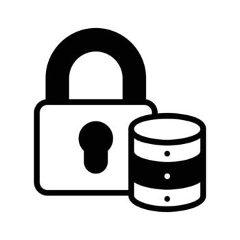 A secure glyph icon showing safe database storage. vector
