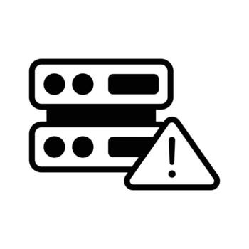 cheque fuera esta glifo icono de servidor error advertencia. vector