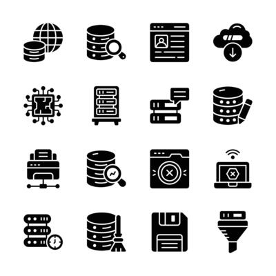 Premium Collection of Database Services Glyph Icons