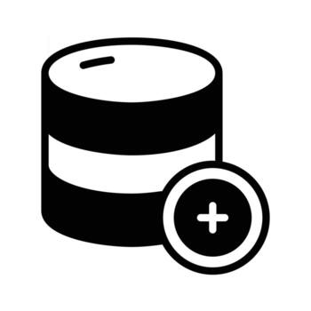 Easy to edit glyph icon of new database creation. vector