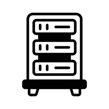 un personalizable glifo icono de servidor estante configuración. vector