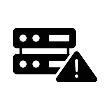 cheque fuera esta glifo icono de servidor error advertencia vector