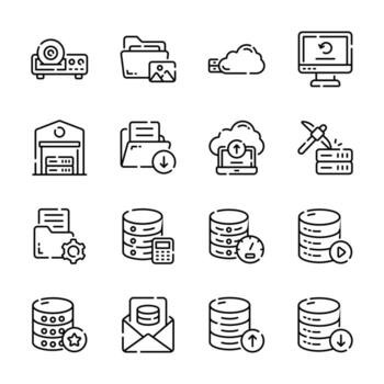 obtener esta pegadizo haz de base de datos repositorio contorno íconos vector