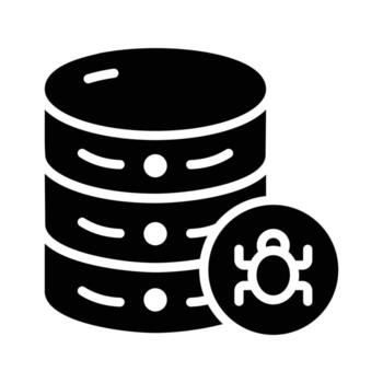 A well crafted glyph icon of database bug report vector