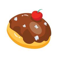 A tempting 2d style icon of bomboloni chocolate vector