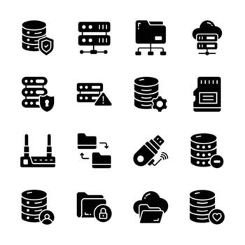 Latest Bundle of Database and Storage Glyph Icons vector