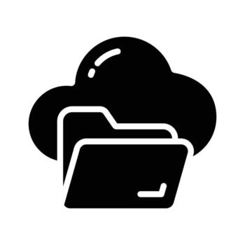 un cautivador glifo icono demostración nube carpeta interfaz vector