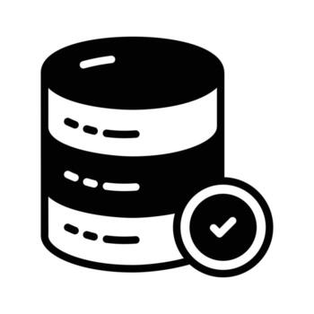 agarrar esta glifo icono de cheque base de datos operación. vector