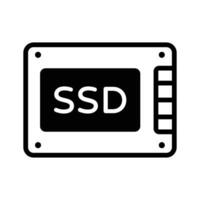 Stylish glyph icon of SSD high-speed drive. vector