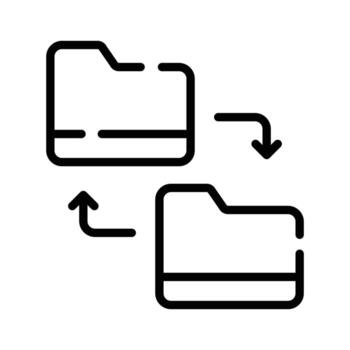 bien hecho a mano lineal icono de carpeta intercambiar sistema vector