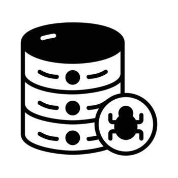A well crafted glyph icon of database bug report. vector