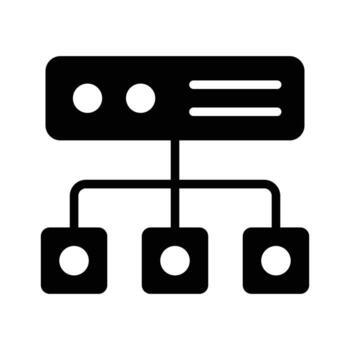 cheque fuera esta glifo icono de servidor red vector