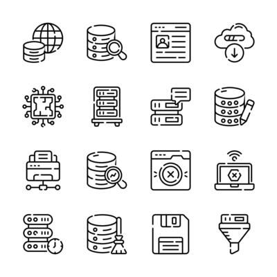 Download premium collection of database services outline icons