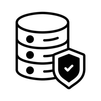 glifo icono de seguro base de datos acceso control. vector