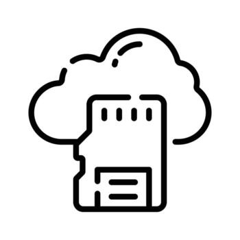 bien hecho a mano contorno icono de nube memoria interfaz vector