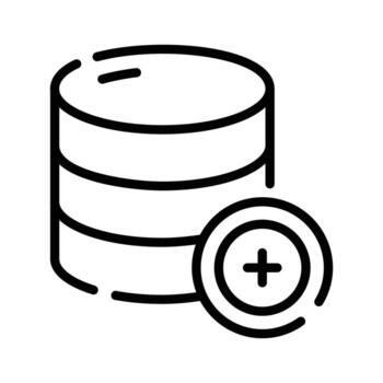 fácil a editar lineal icono de nuevo base de datos creación vector