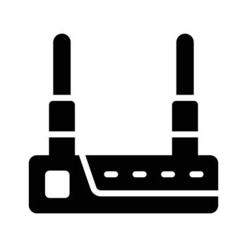 A customizable glyph icon of active router connection vector