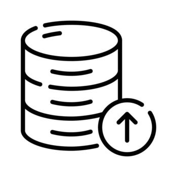 bien hecho a mano lineal icono de base de datos subir herramienta vector