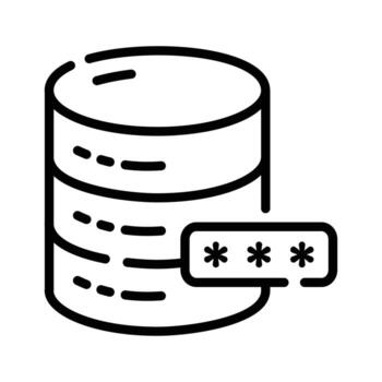 un moderno lineal icono de base de datos contraseña proteccion vector