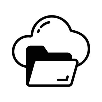 un cautivador glifo icono demostración nube carpeta interfaz. vector