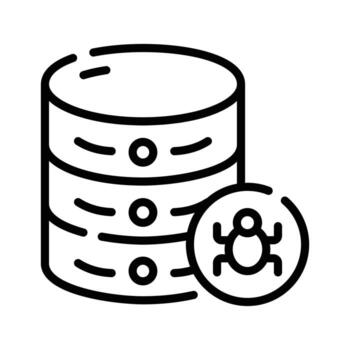 A well crafted linear icon of database bug report vector