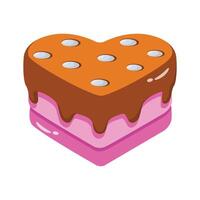 A loveable 2d style icon of decorated heart cake vector