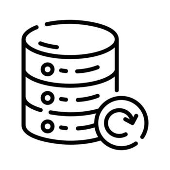 A trendy linear icon of database reload vector