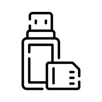 Trendy linear icon representing pendrive data storage vector
