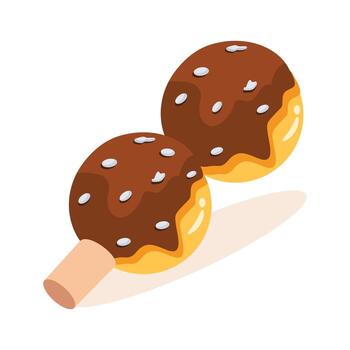 A fancy 2d style icon of chocolate dango vector