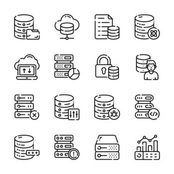 Ready to use collection of database and server storage outline icons vector